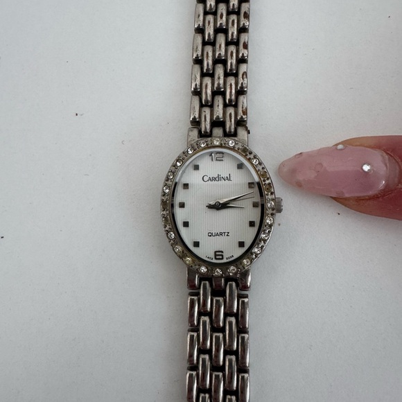 Cardinal Silver Quartz Watch with Rhinestones - Picture 3 of 3